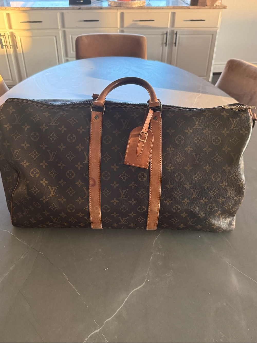 Louis Vuitton Monogram Canvas Carry-All in Brown with Tan Trim